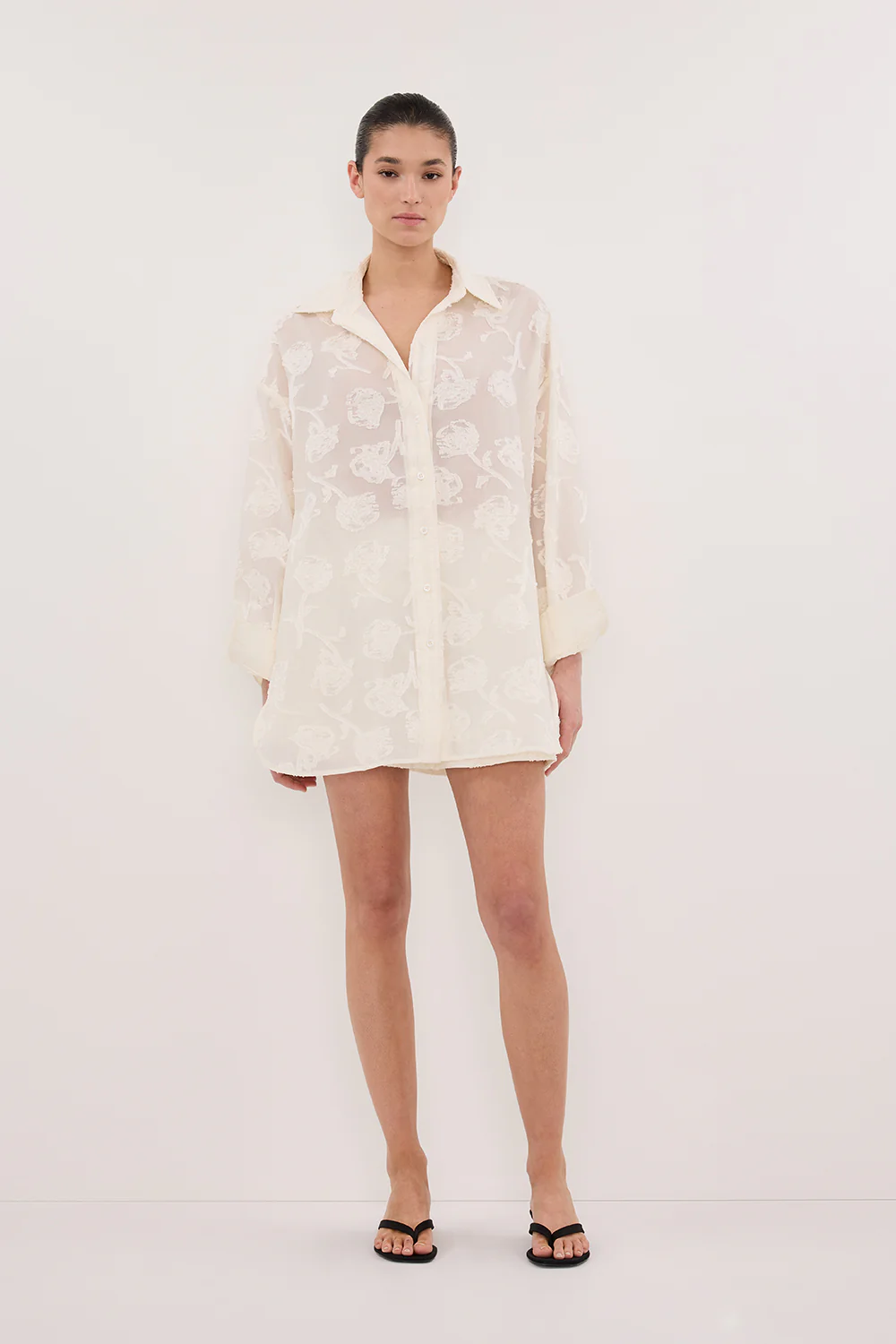 AZALEA OFF WHITE JACQUARD LONG SLEEVE SHIRT - Gamepaces