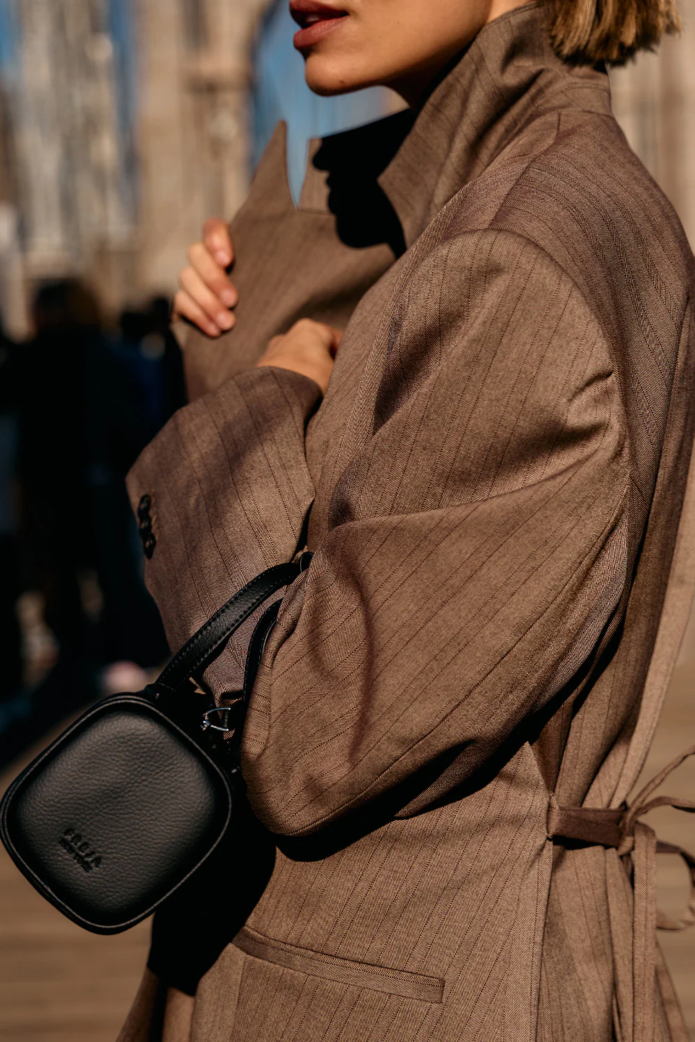 HAILEY CHOC OVERSIZED STRIPE TIE BLAZER - Gamepaces