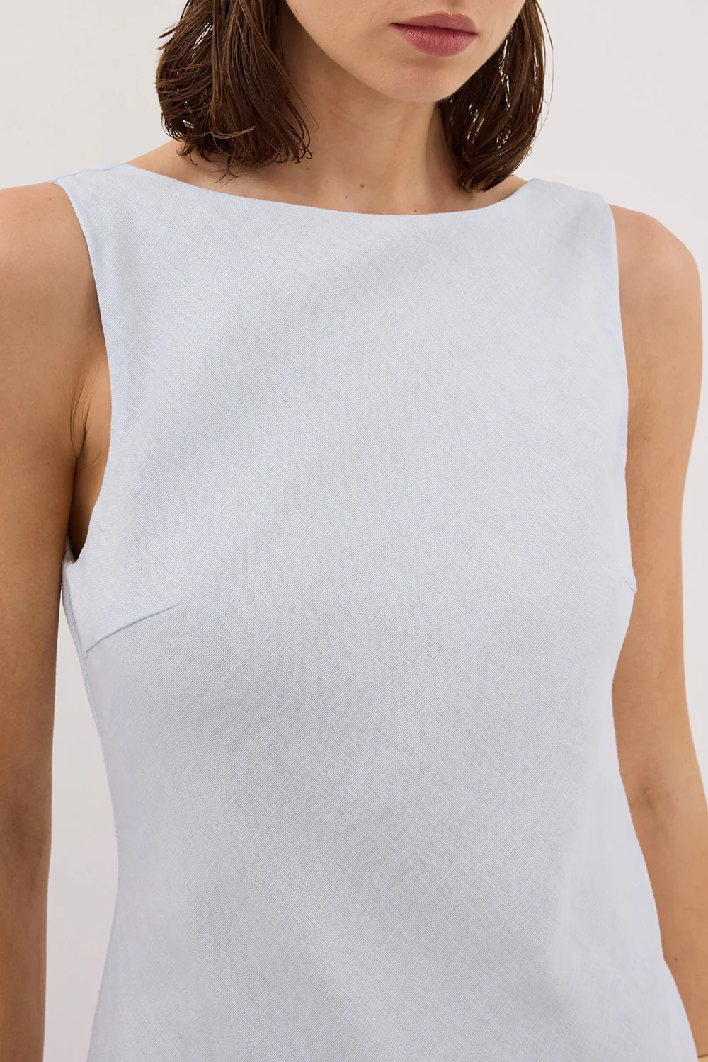 LACY CORNFLOWER SLEEVELESS LINEN MIDI DRESS - Gamepaces