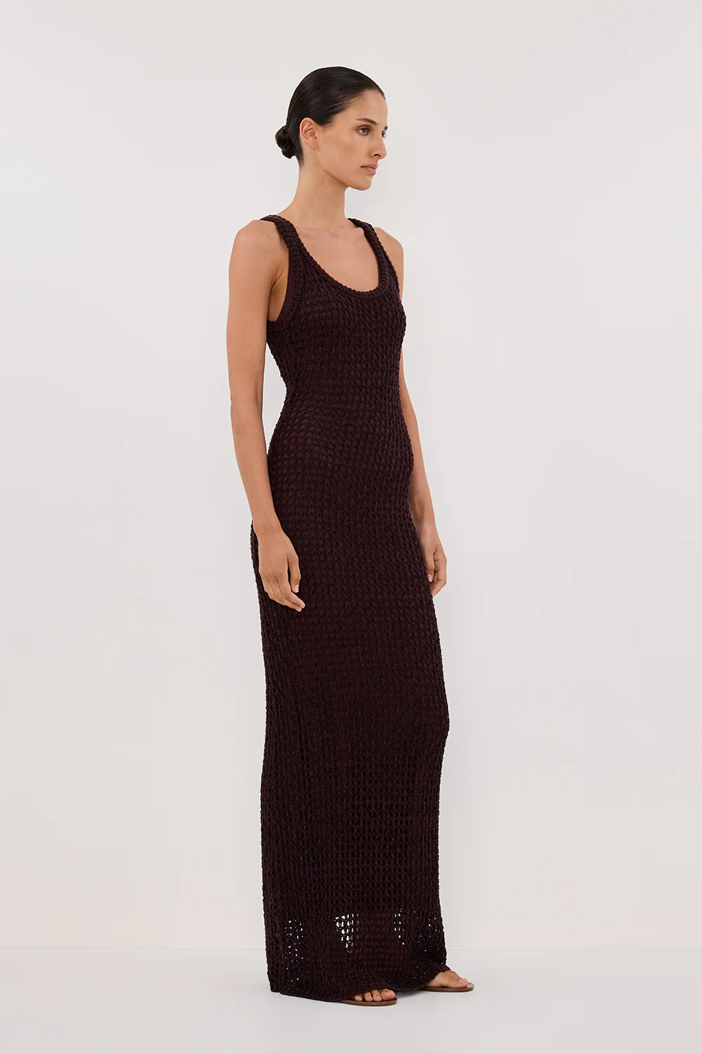 TESS CHOC CROCHET KNIT MAXI DRESS - Gamepaces