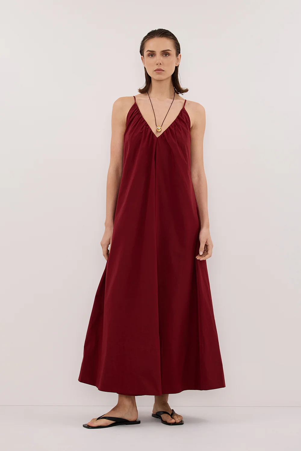 LIANA SAHARA SLEEVELESS POPLIN TENT MIDI DRESS - Gamepaces