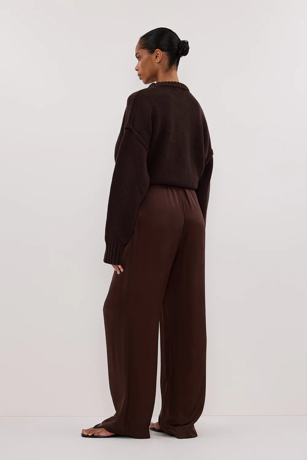 MONICA BITTER CHOC SATIN PANT - Gamepaces