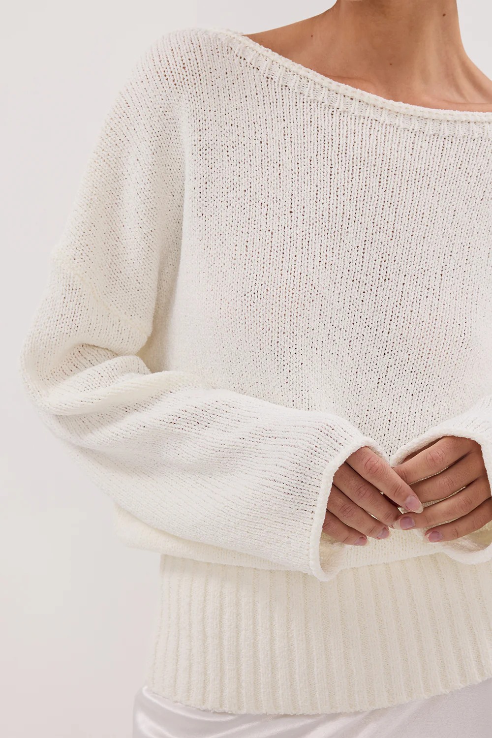 JULES WHITE LONG SLEEVE KNIT TOP - Gamepaces