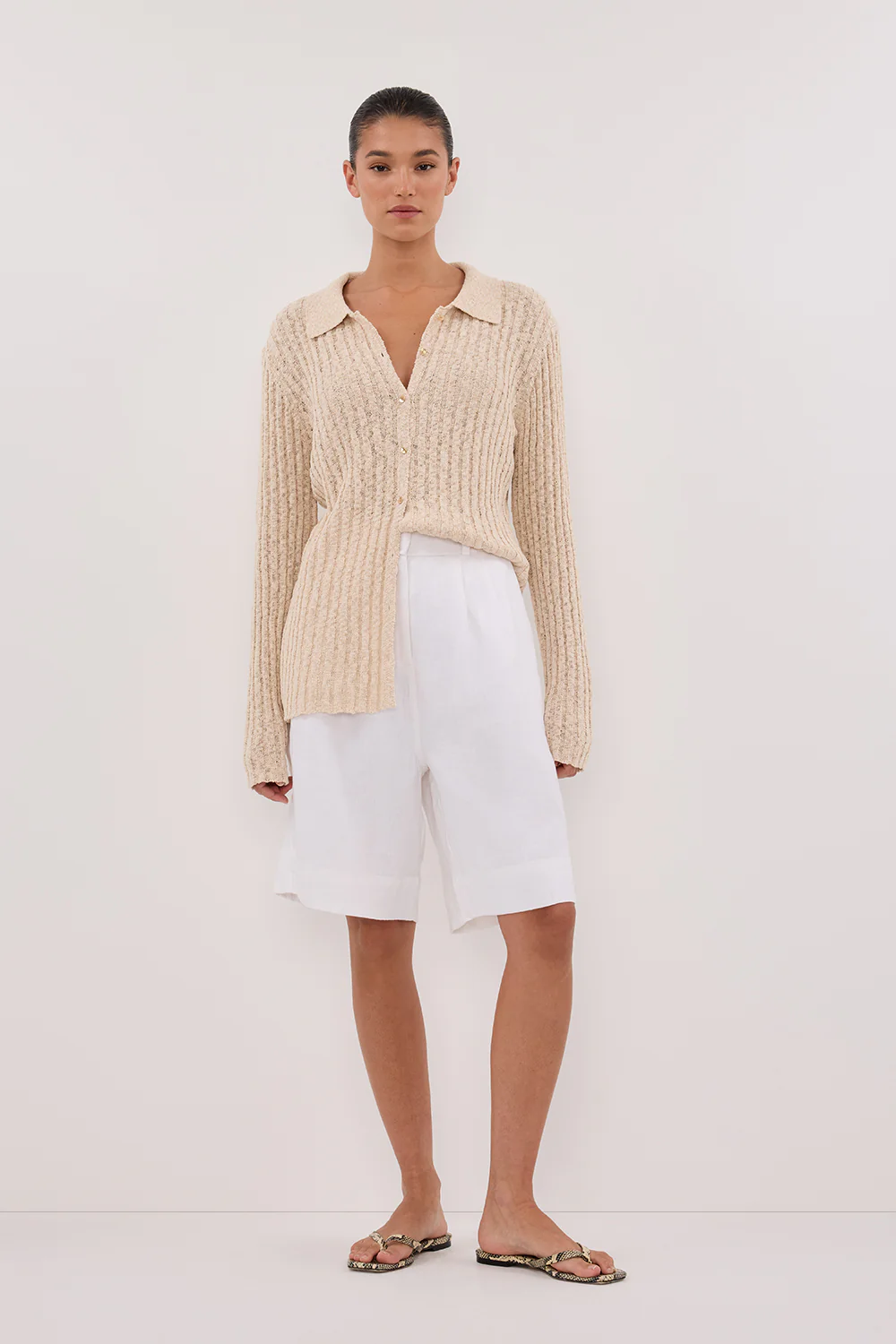 LEN NATURAL LONG SLEEVE KNIT TOP - Gamepaces