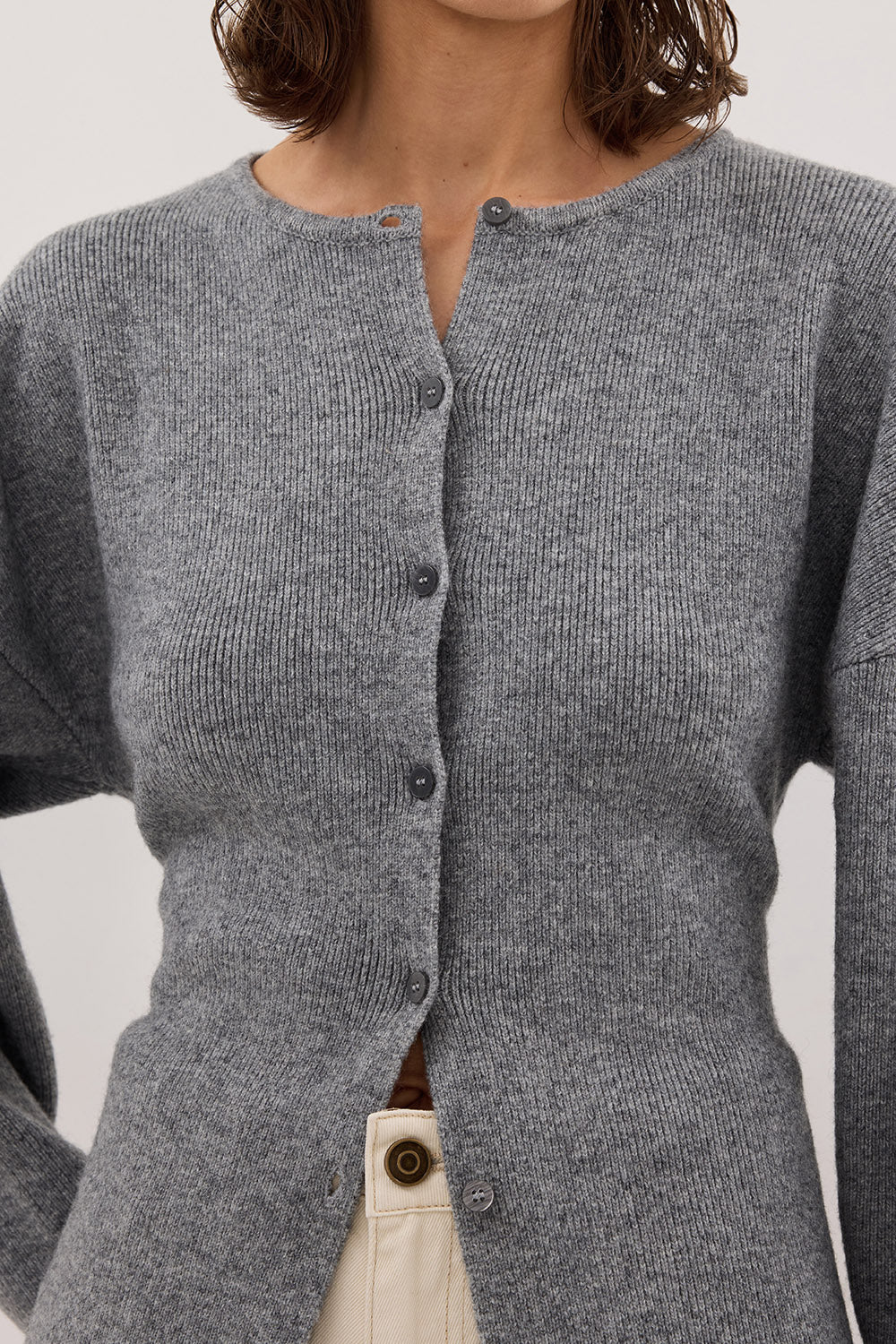MARTHA GREY MARLE CINCHED CARDIGAN - Gamepaces