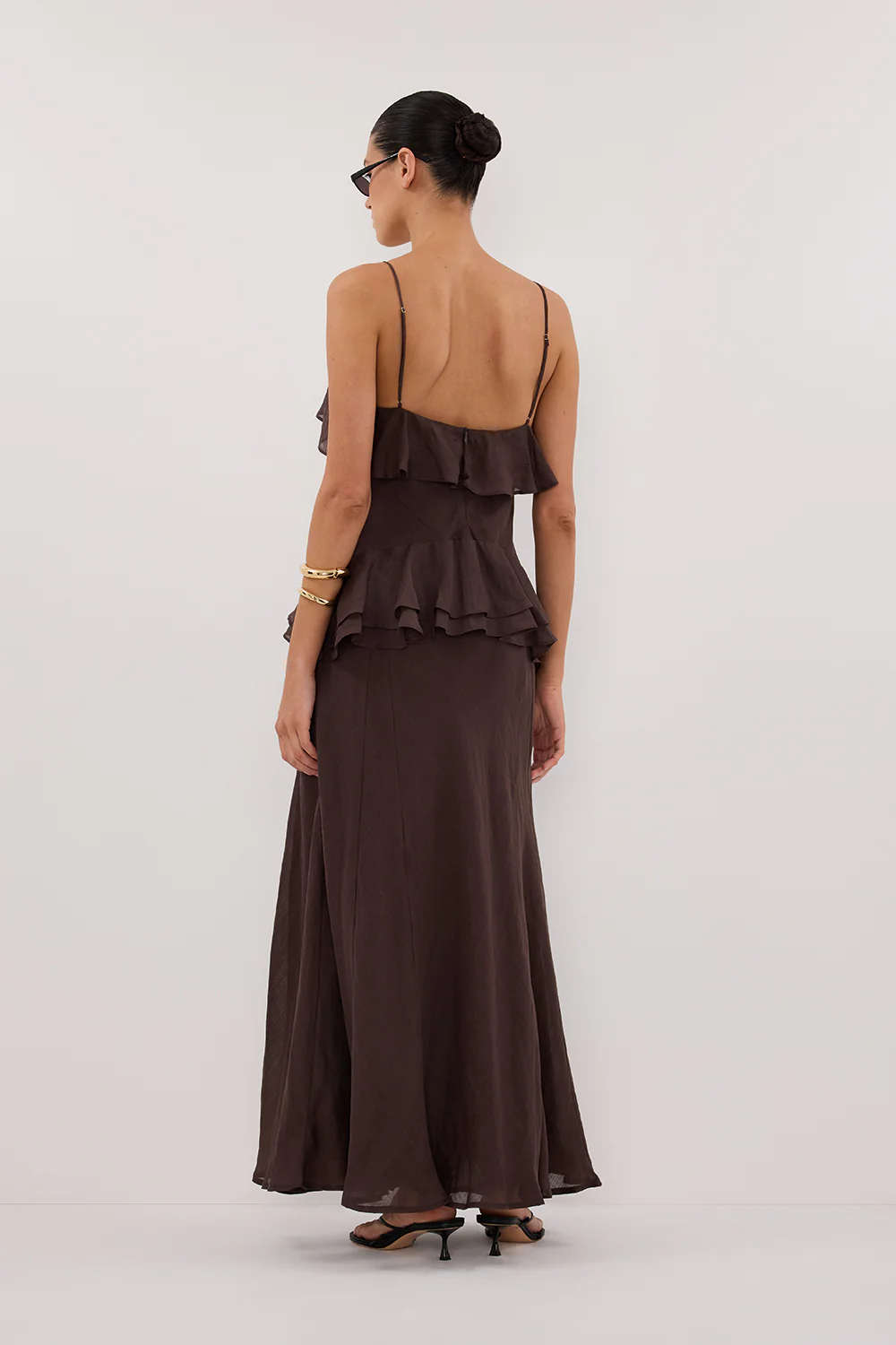 SARA DARK CHOC RAMIE MAXI DRESS - Gamepaces