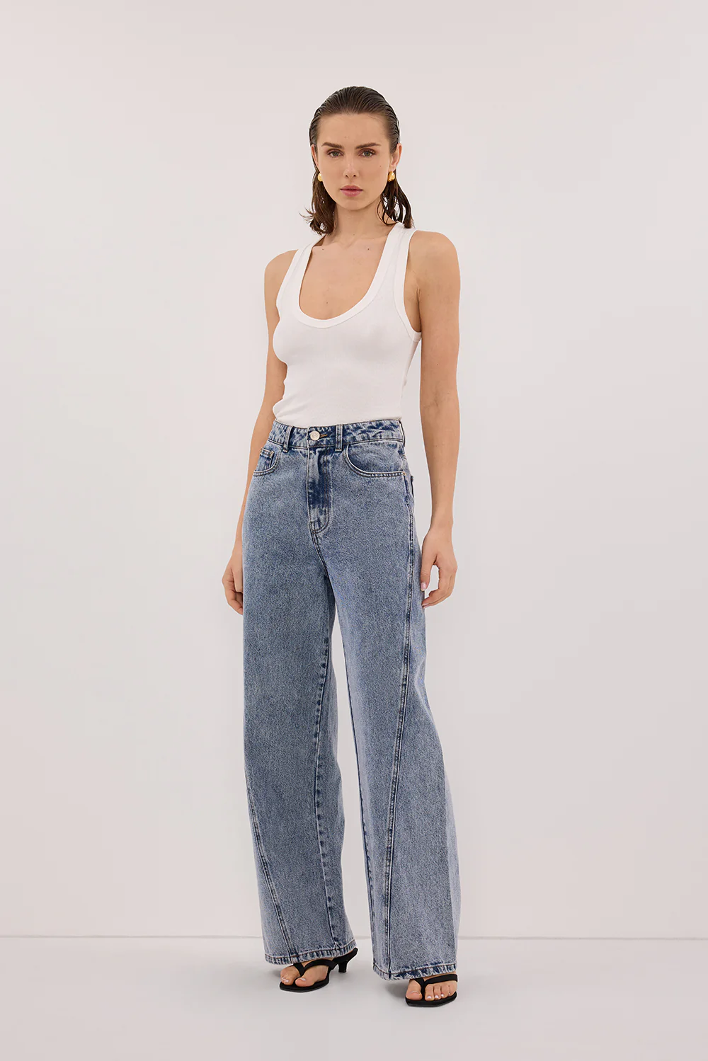 CARSON MID BLUE WIDE LEG JEAN - Gamepaces
