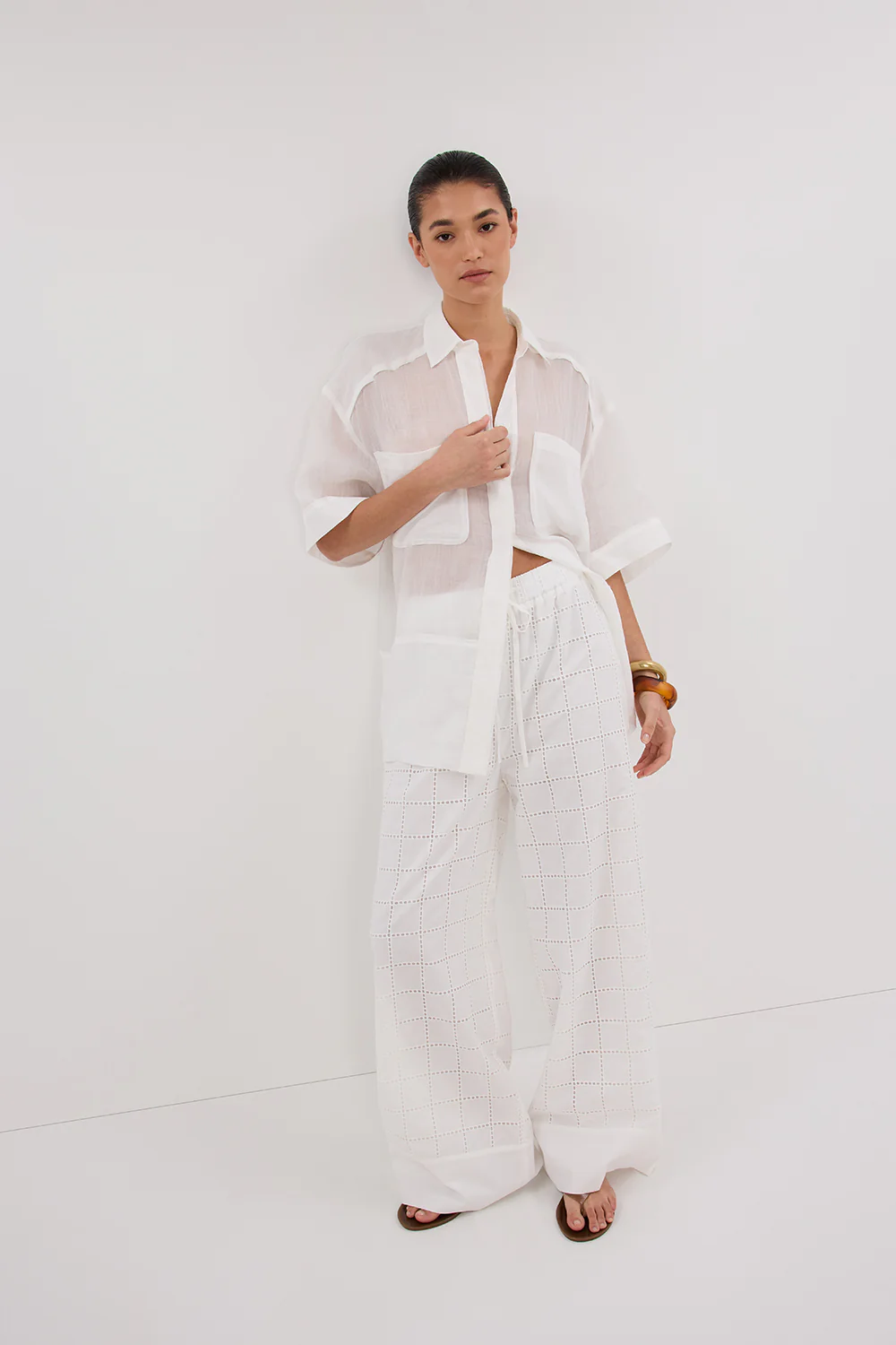 OWEN WHITE BRODERIE PANT - Gamepaces