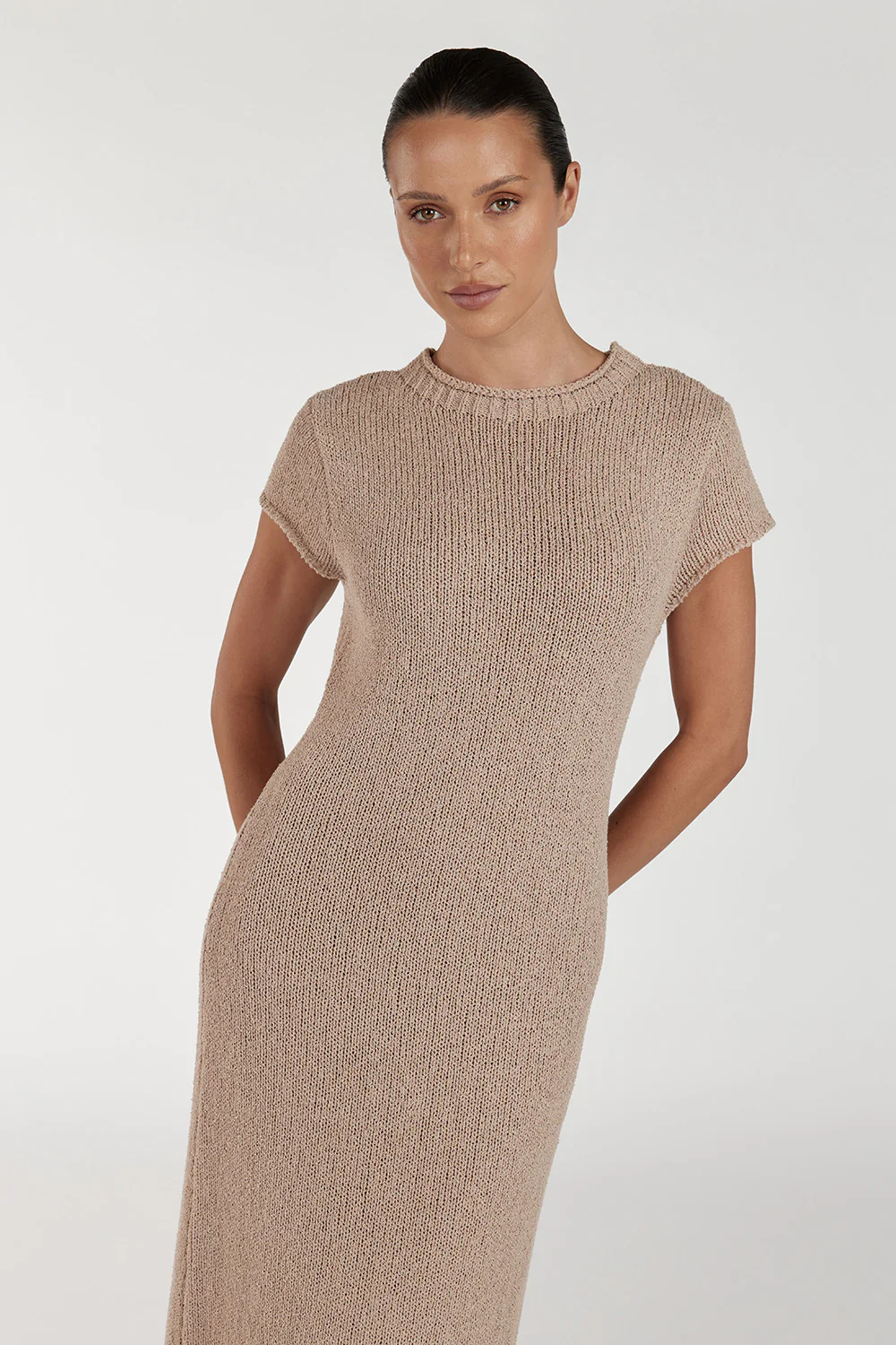 LEO TAN KNIT MIDI DRESS - Gamepaces