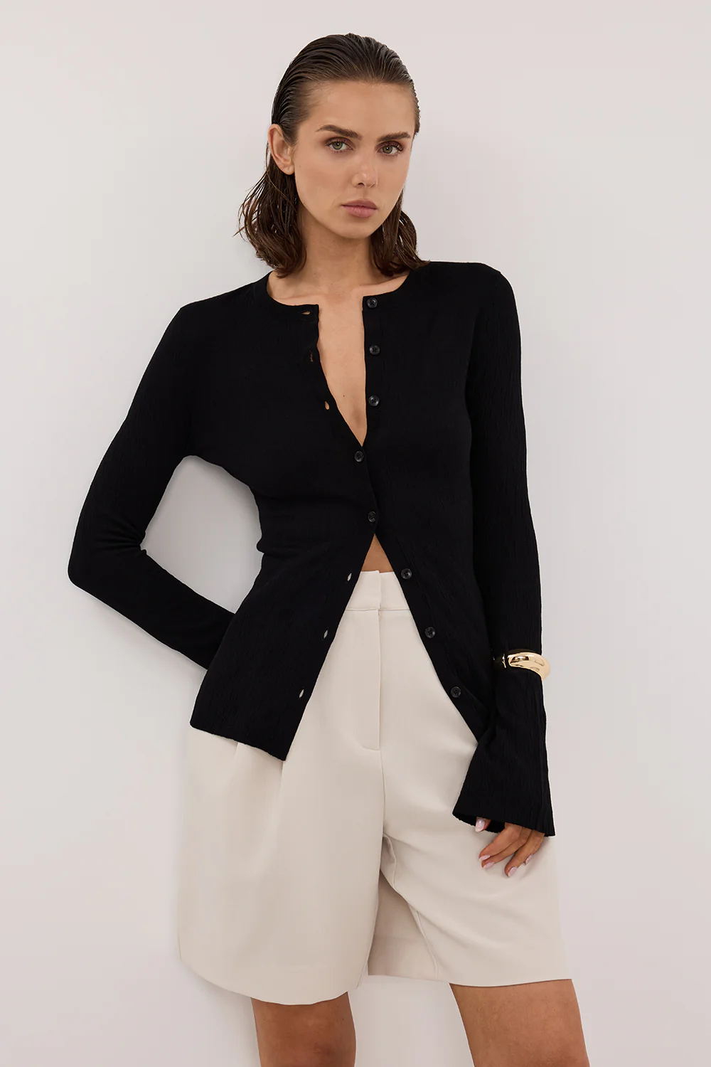 ALIAS BLACK LONG SLEEVE KNIT TOP - Gamepaces