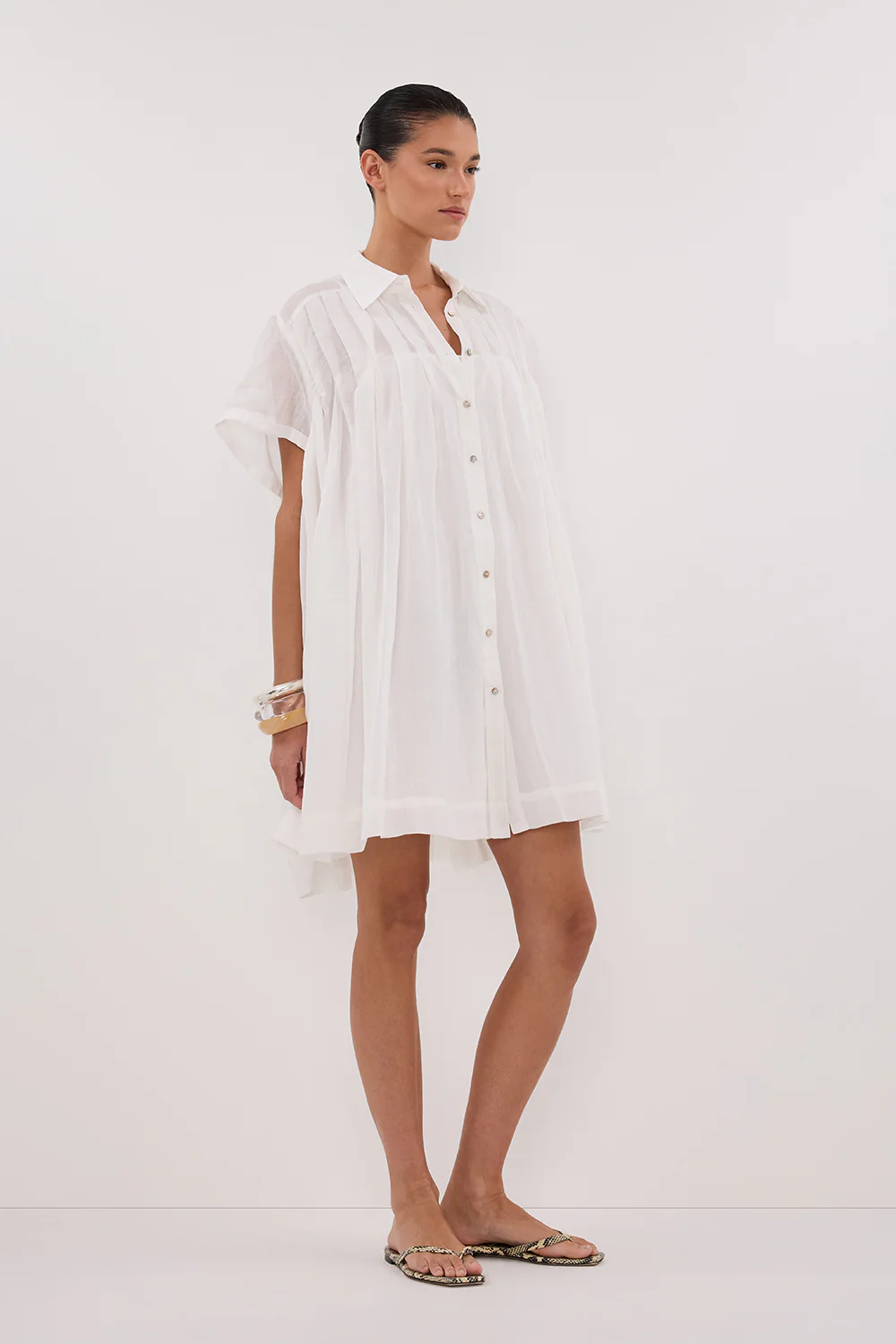 CARMEL WHITE RAMIE MINI DRESS - Gamepaces