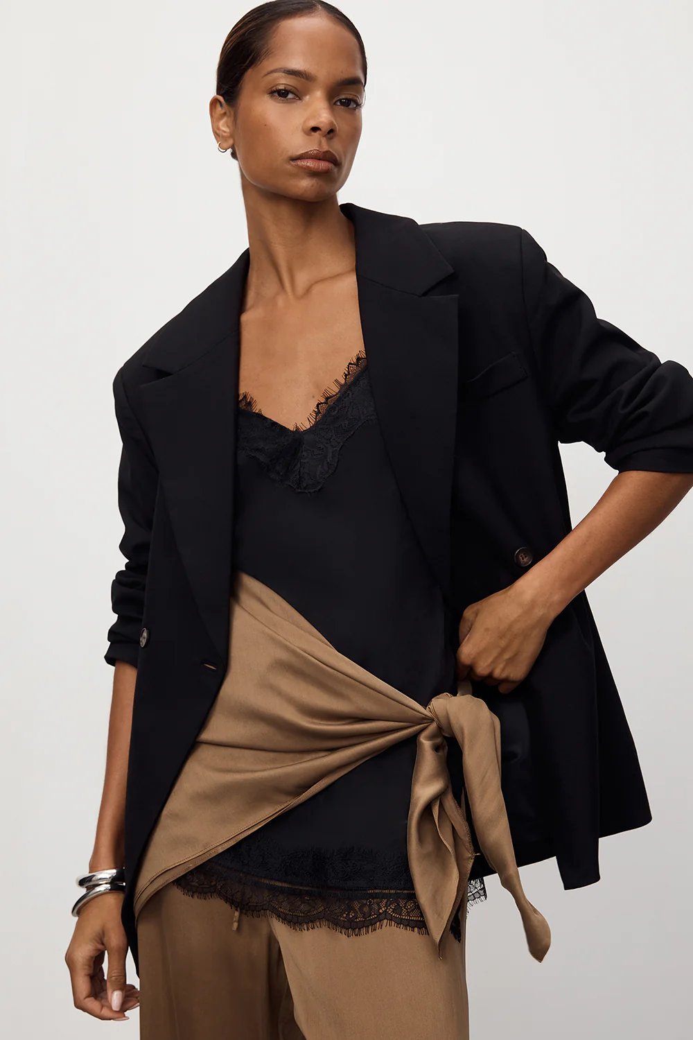 PERCY CHESTNUT SILK SCARF TOP - Gamepaces