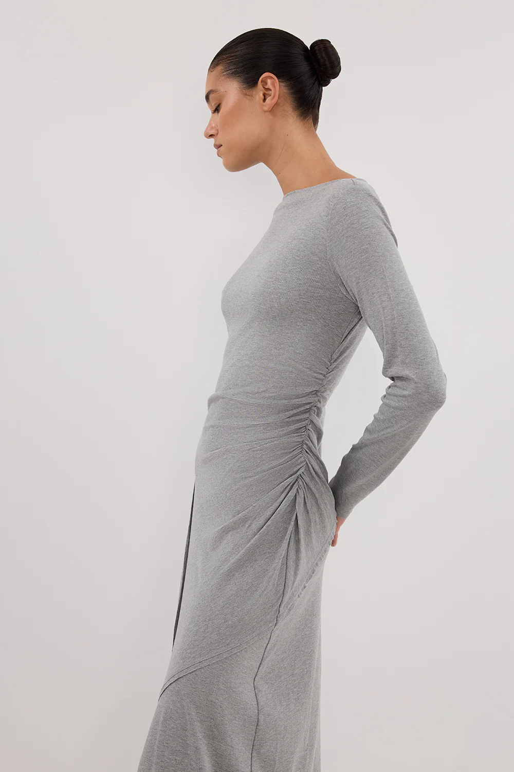 HADLEY SILVER LONG SLEEVE KNIT MAXI DRESS - Gamepaces