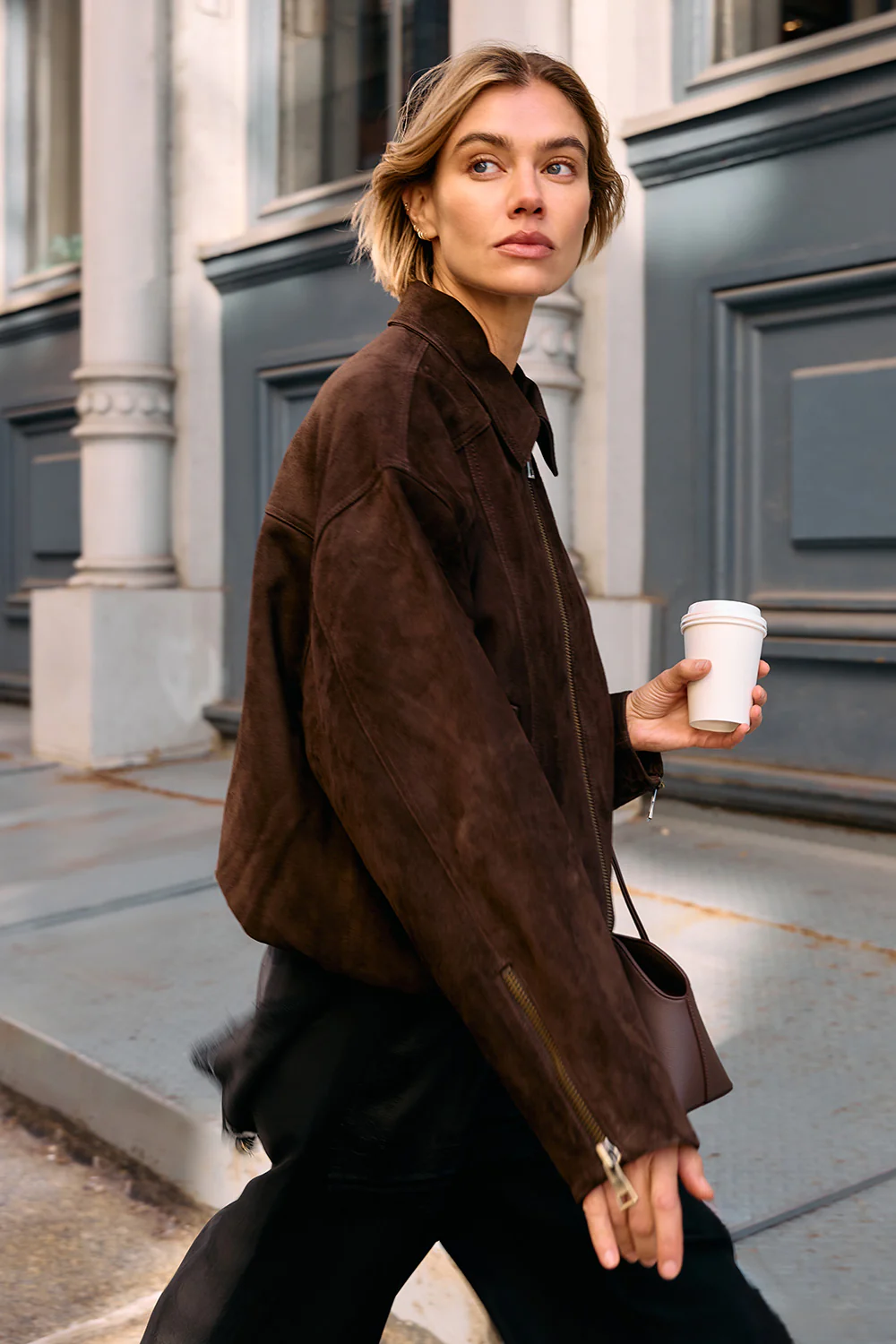 DENVER BITTER CHOC SUEDE LEATHER BOMBER JACKET - Gamepaces