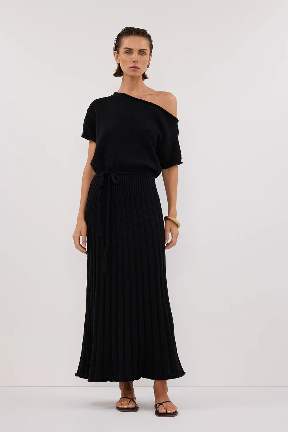 RICK BLACK ASYM KNIT MIDI DRESS - Gamepaces