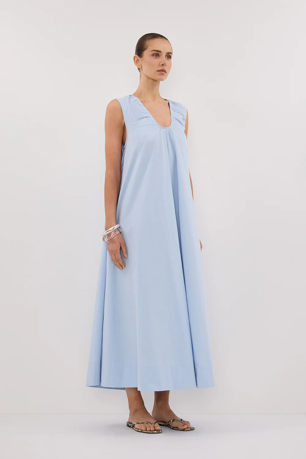 GABBY CORNFLOWER OVERSIZED COTTON MIDI DRESS - Gamepaces