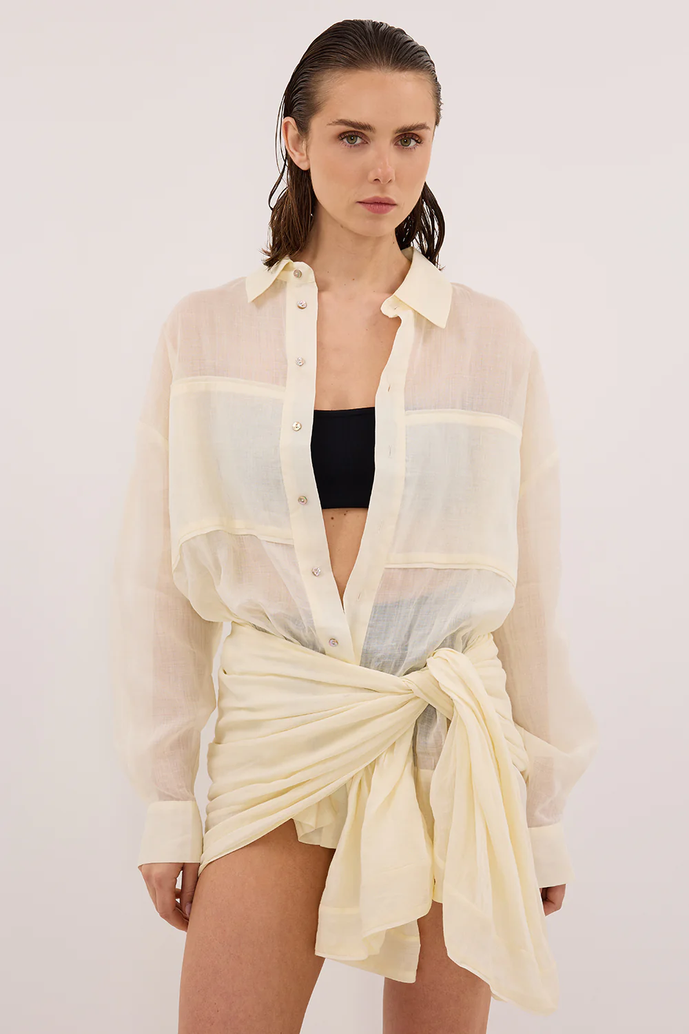 KAI STRAW OVERSIZED RAMIE LONG SLEEVE SHIRT - Gamepaces