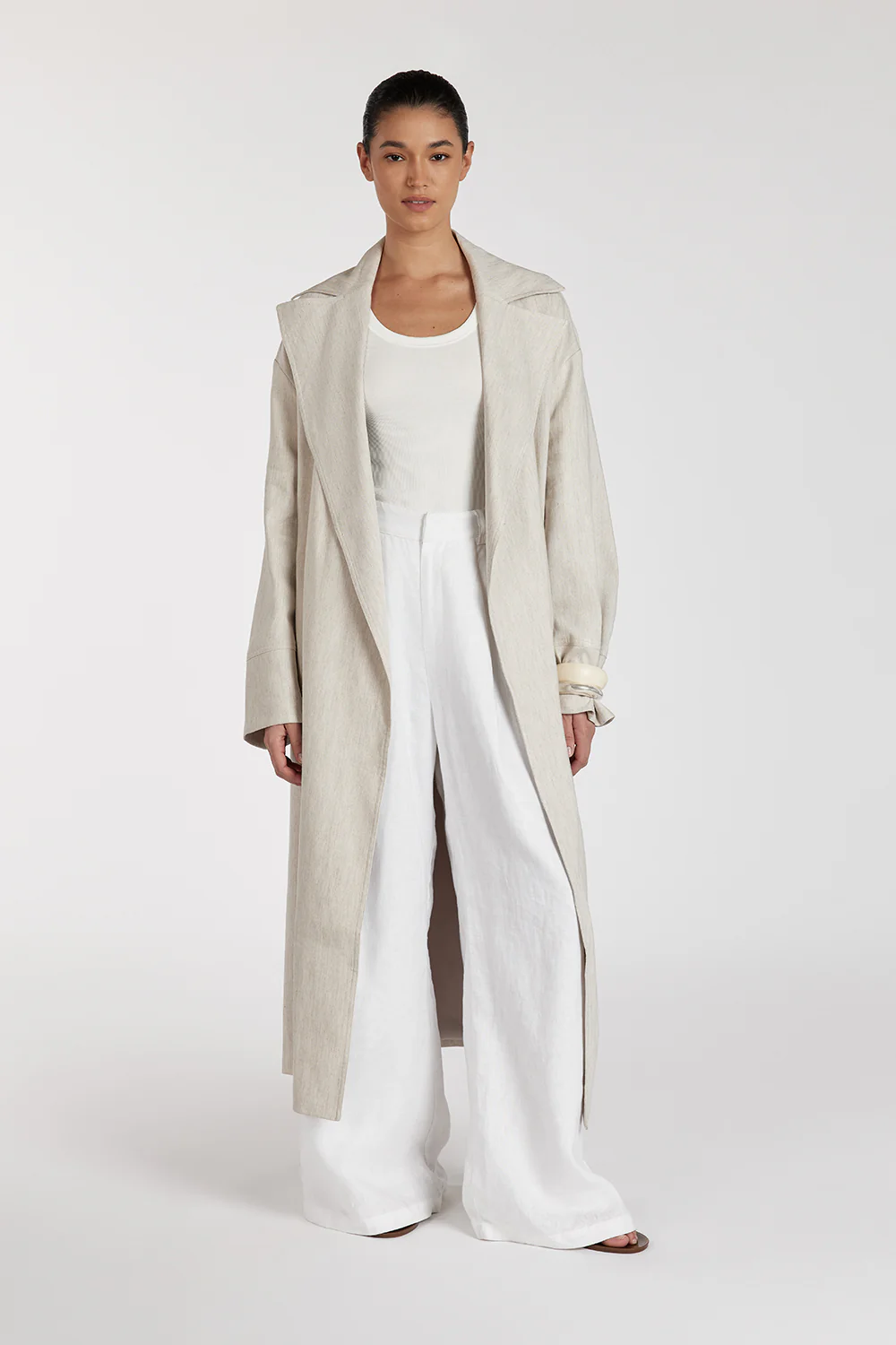 JOSEPHINA NATURAL LINEN BLEND TRENCH COAT - Gamepaces