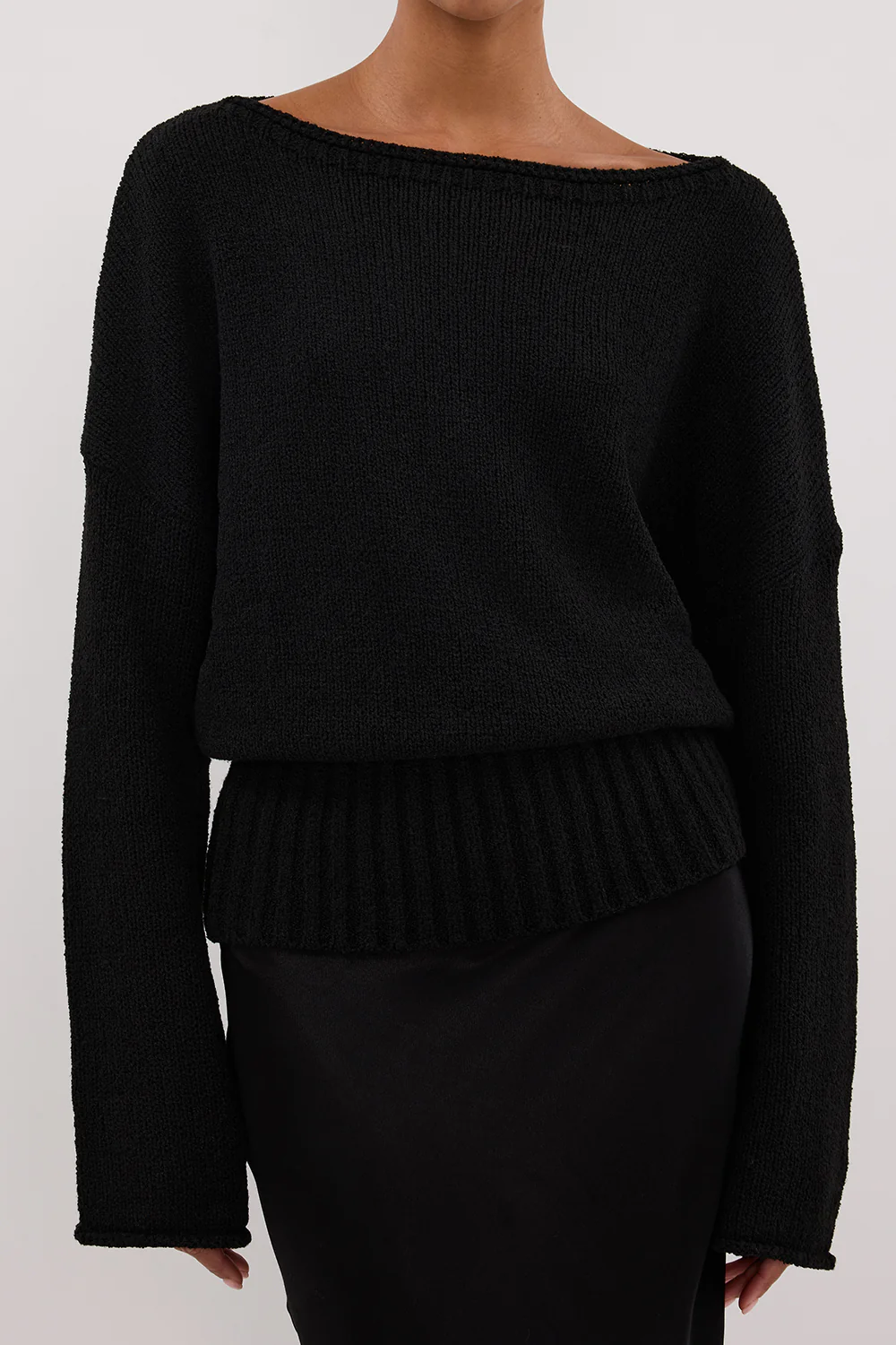 JULES BLACK LONG SLEEVE KNIT TOP - Gamepaces