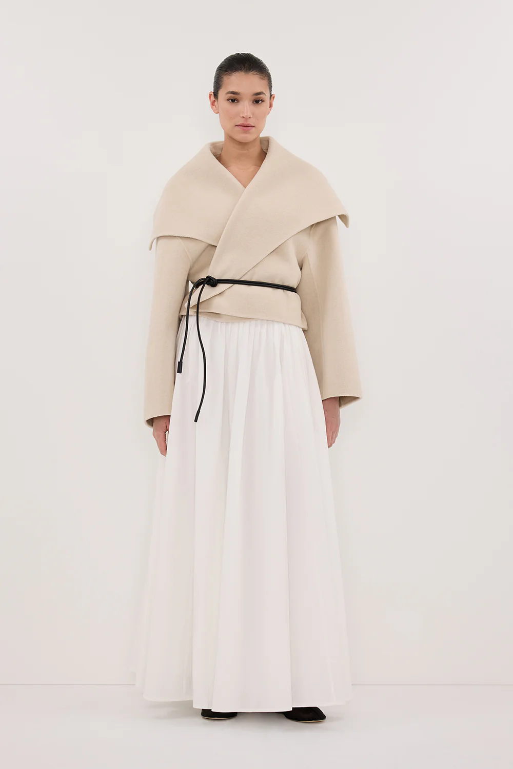 LUCIA BONE CROPPED WOOL BLEND TRENCH COAT - Gamepaces