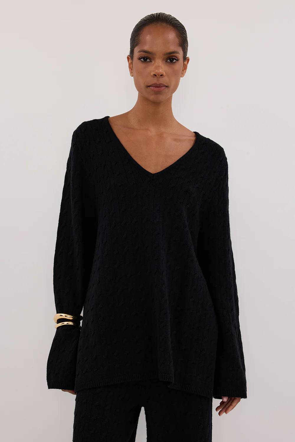 MAREN BLACK CABLE KNIT JUMPER - Gamepaces