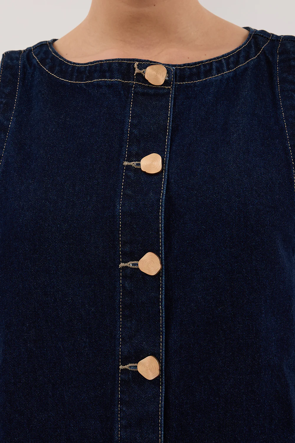 SHERI INDIGO DENIM MINI DRESS - Gamepaces