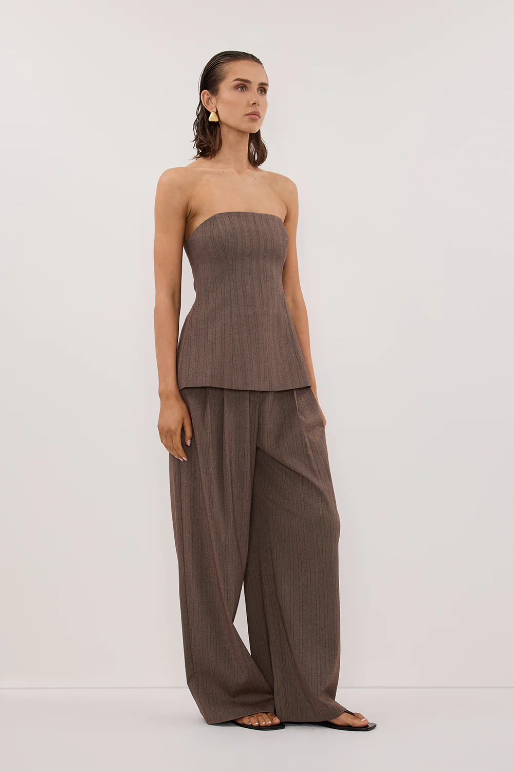 HAILEY CHOC STRIPE RELAXED PANT - Gamepaces