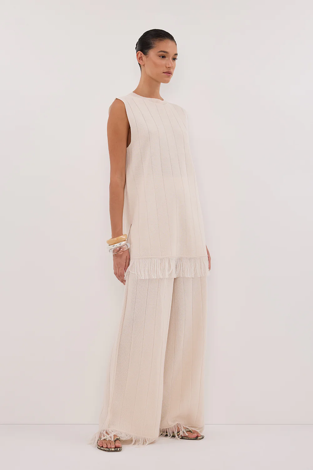 ARIA CREAM FRINGED TUNIC TOP - Gamepaces