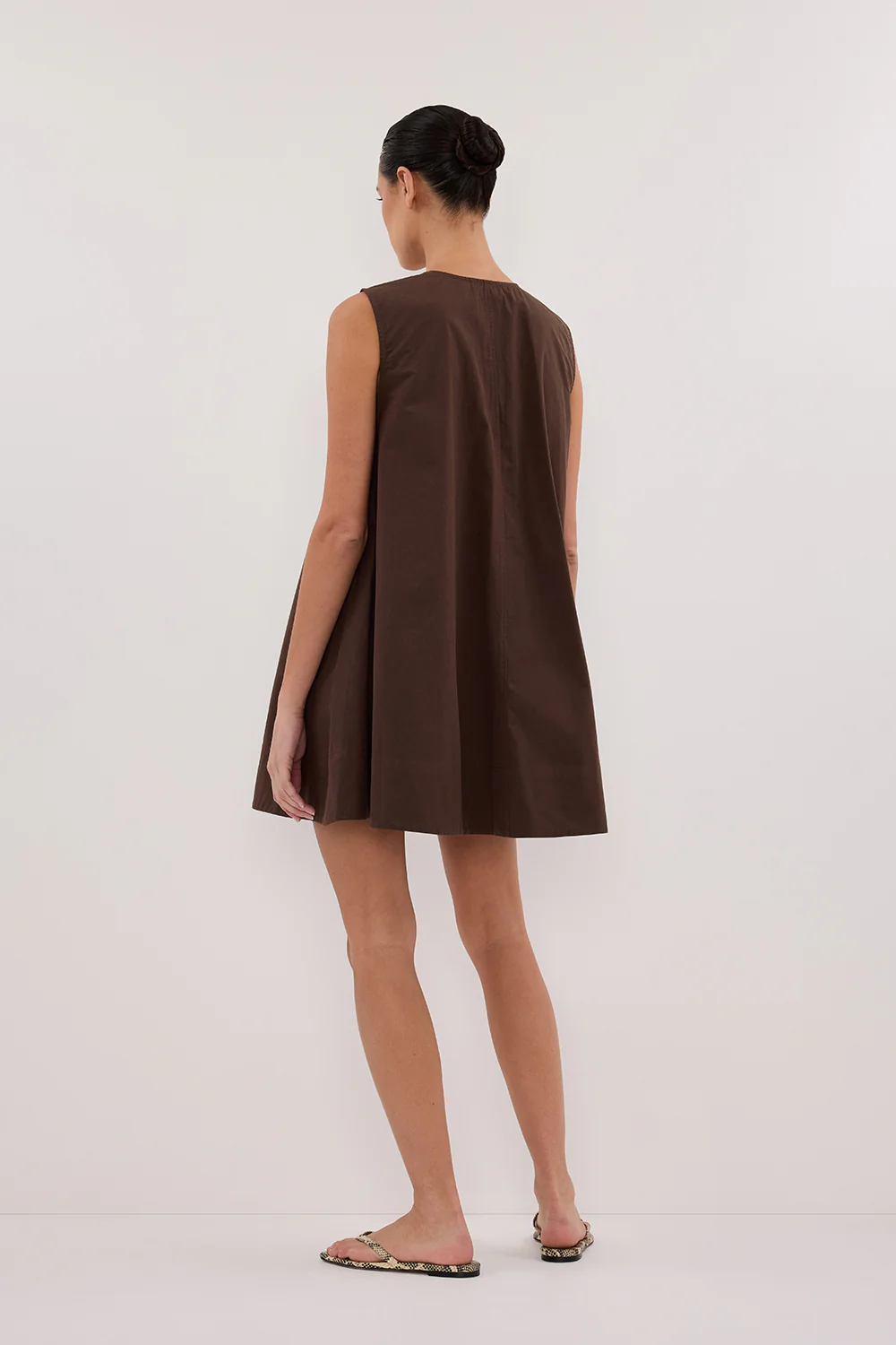 GABBY BITTER CHOC OVERSIZED COTTON MINI DRESS - Gamepaces