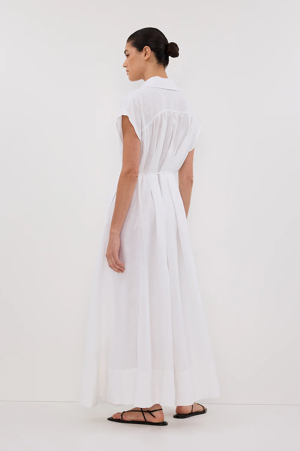 LANA WHITE LINEN MIDI SHIRT DRESS - Gamepaces