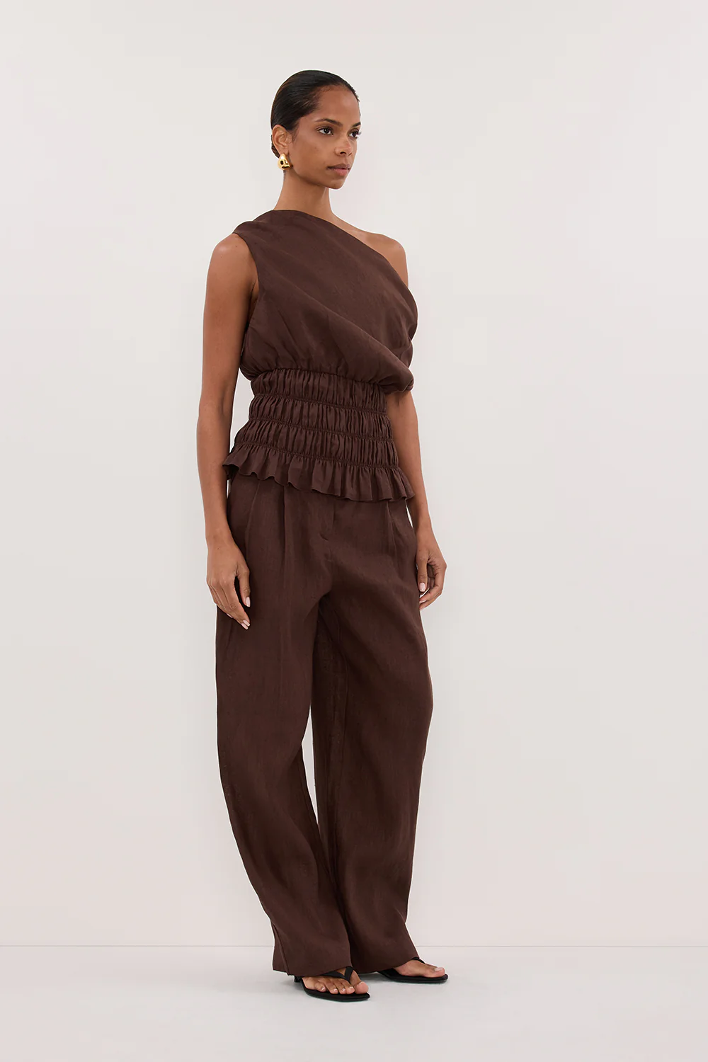 FRAN COCOA CHOC LINEN PANT - Gamepaces