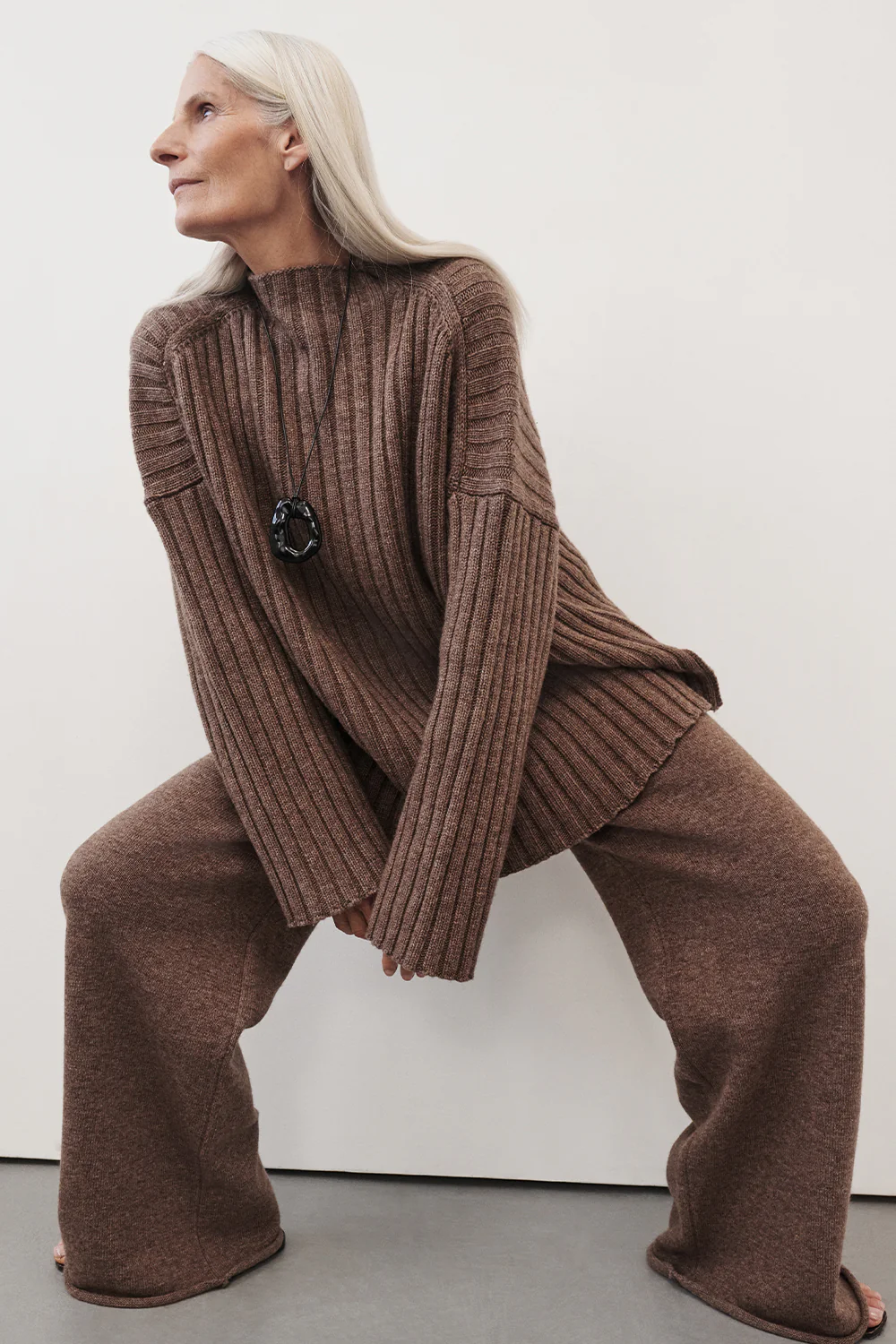 TUCSON MOCHA HIGH NECK KNIT JUMPER - Gamepaces