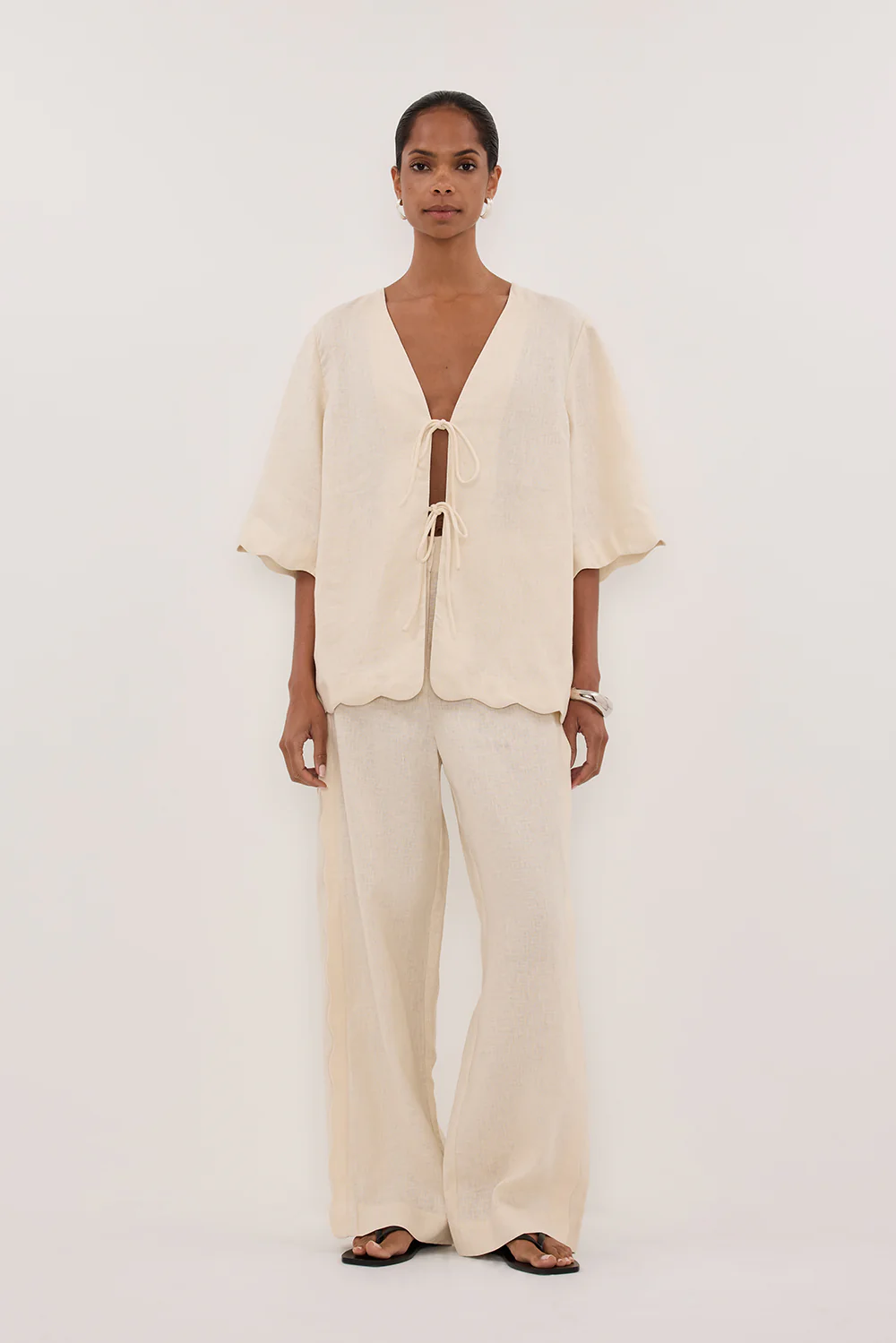 LELA SANDSTONE SHORT SLEEVE LINEN SHIRT - Gamepaces