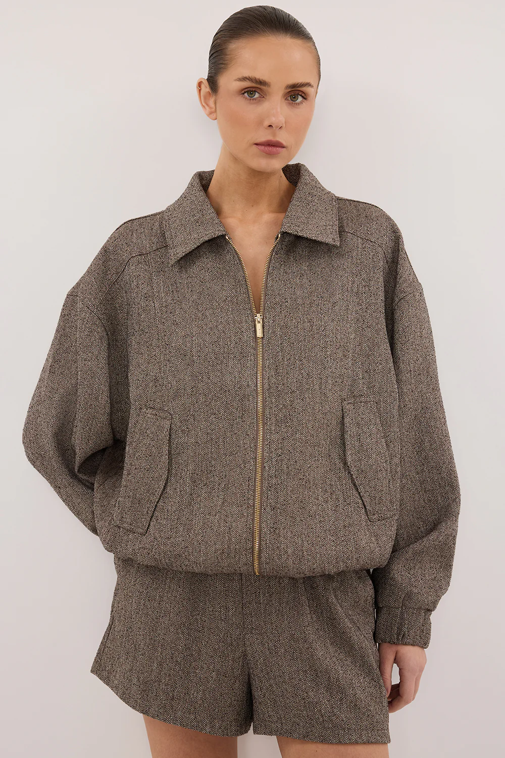 FRANKIE CHOC TWEED BOMBER JACKET - Gamepaces