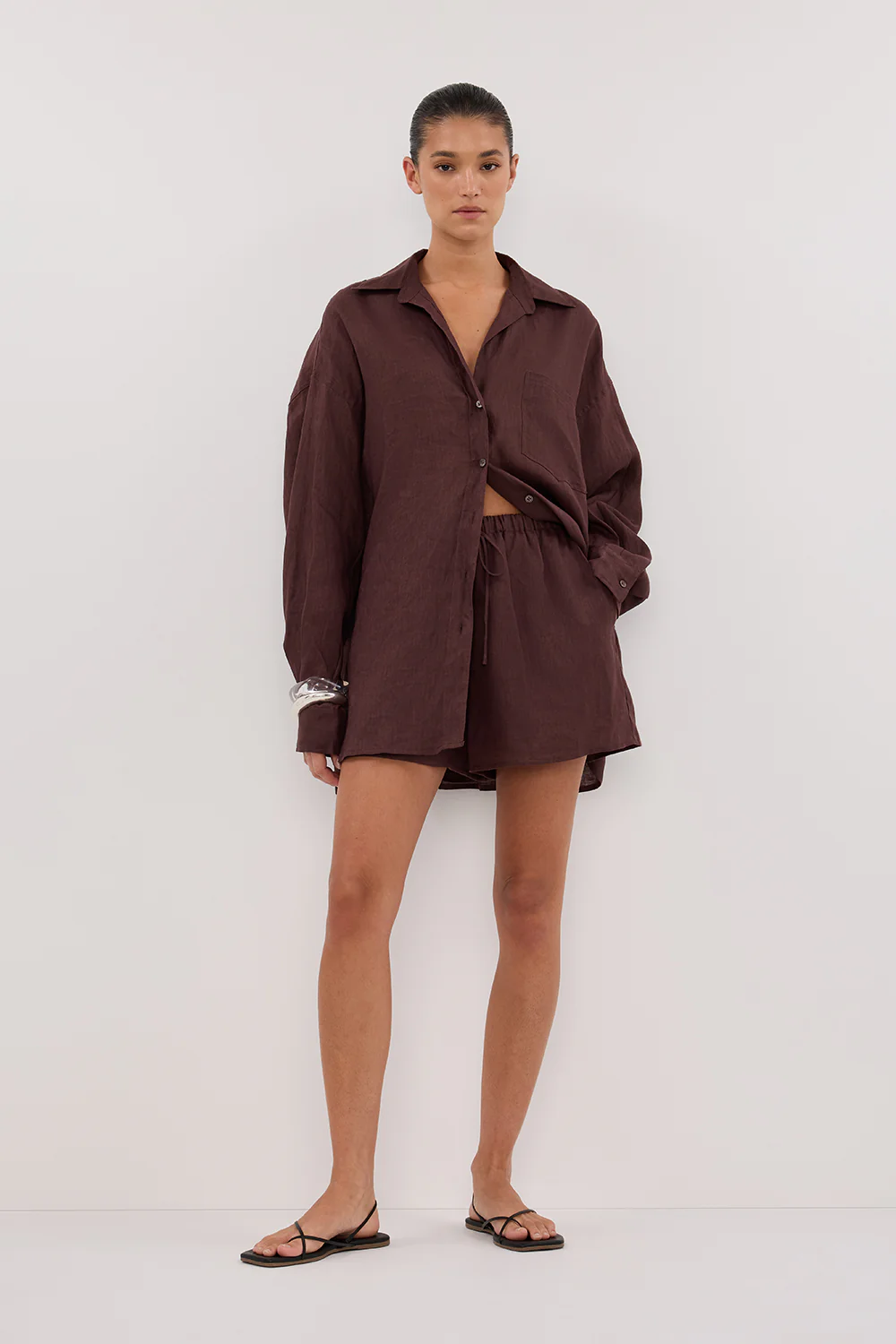 LUNE WALNUT LINEN SHORT - Gamepaces