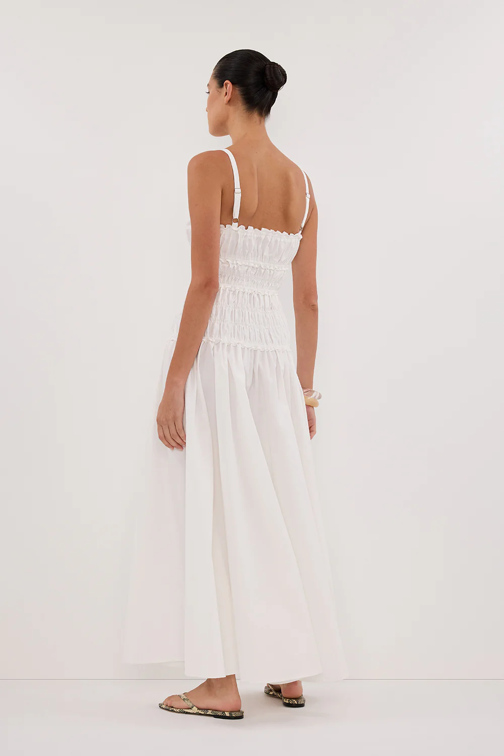 TOBY WHITE COTTON MIDI DRESS - Gamepaces