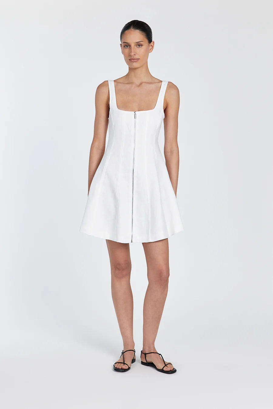 HARRIET WHITE LINEN MINI DRESS - Gamepaces
