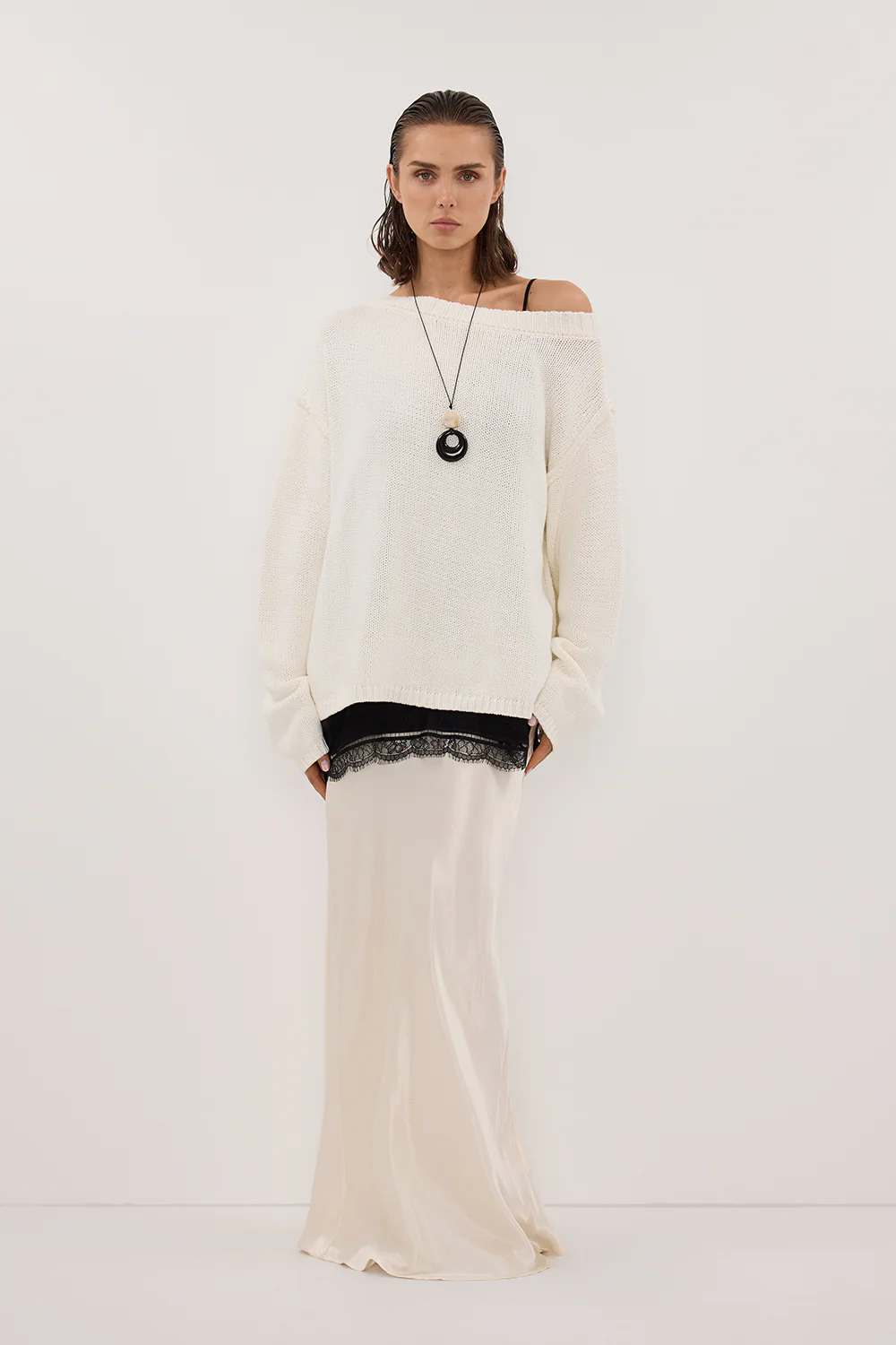 LEISLE CREAM ASYM KNIT JUMPER - Gamepaces