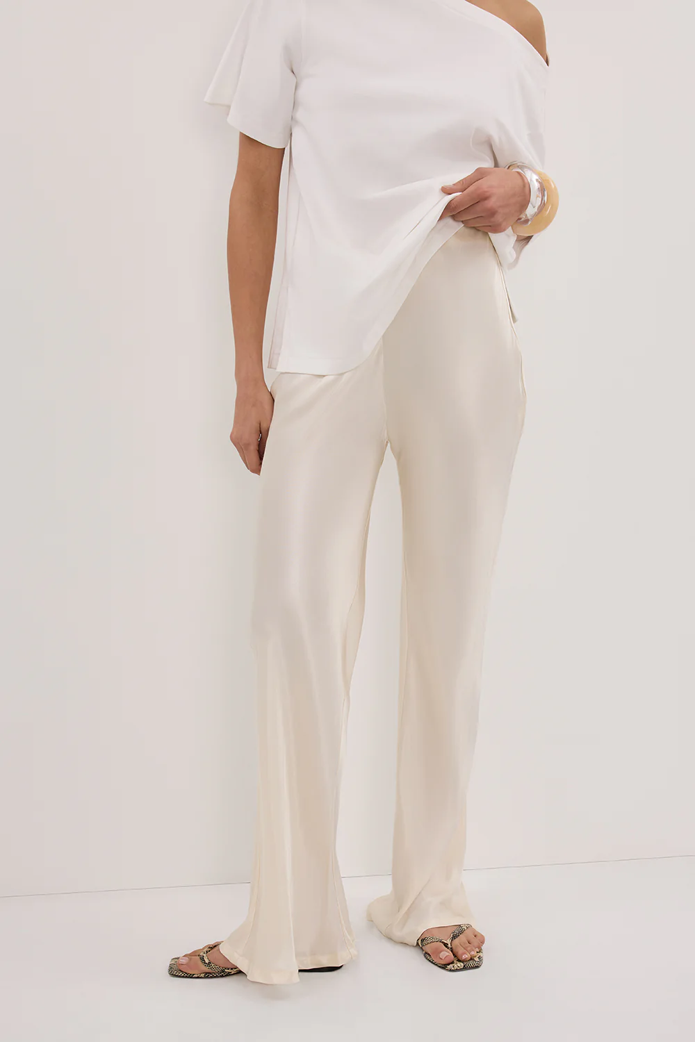 NIKKI CREAM SATIN BIAS PANT - Gamepaces