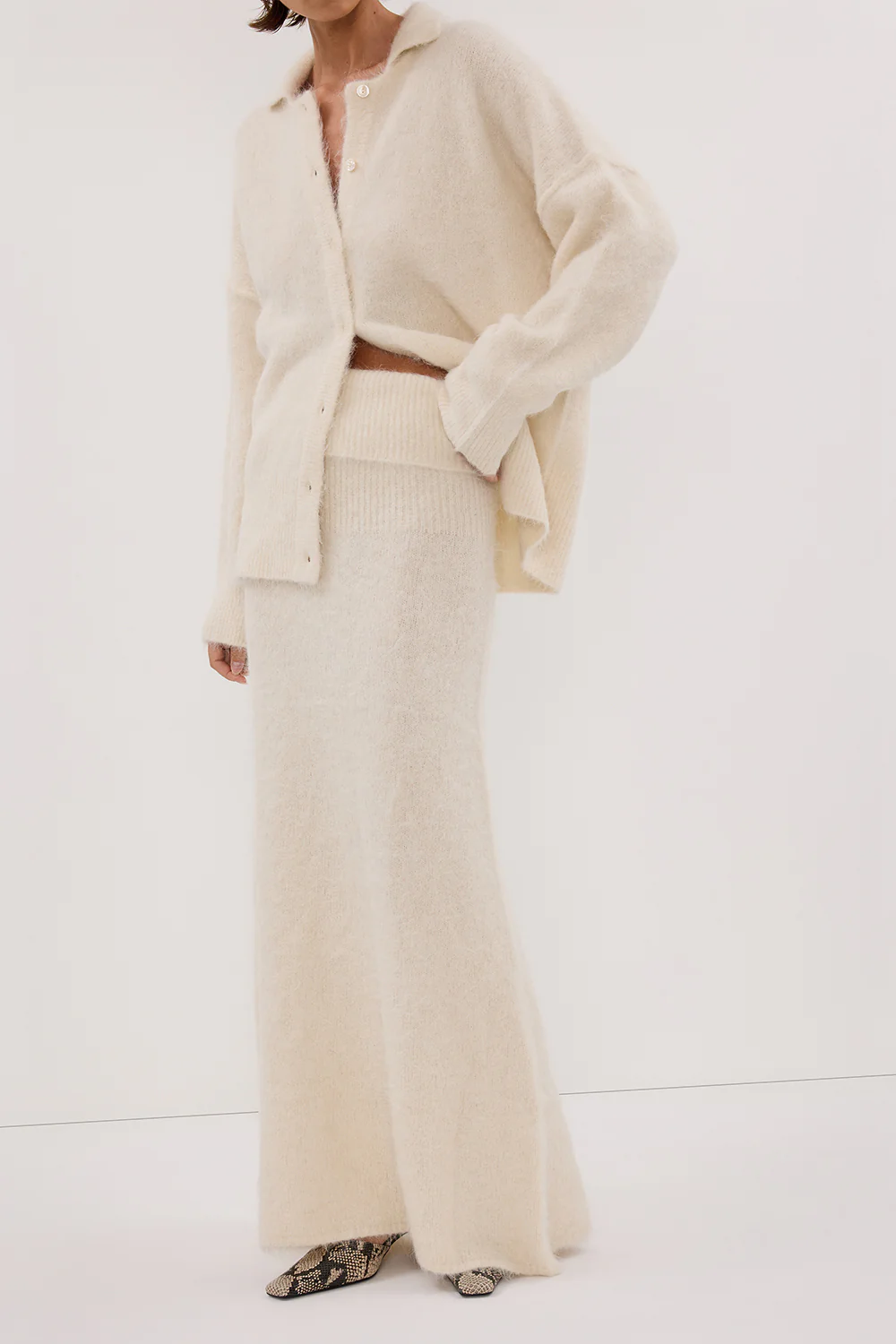 SALMA IVORY KNIT MAXI SKIRT - Gamepaces