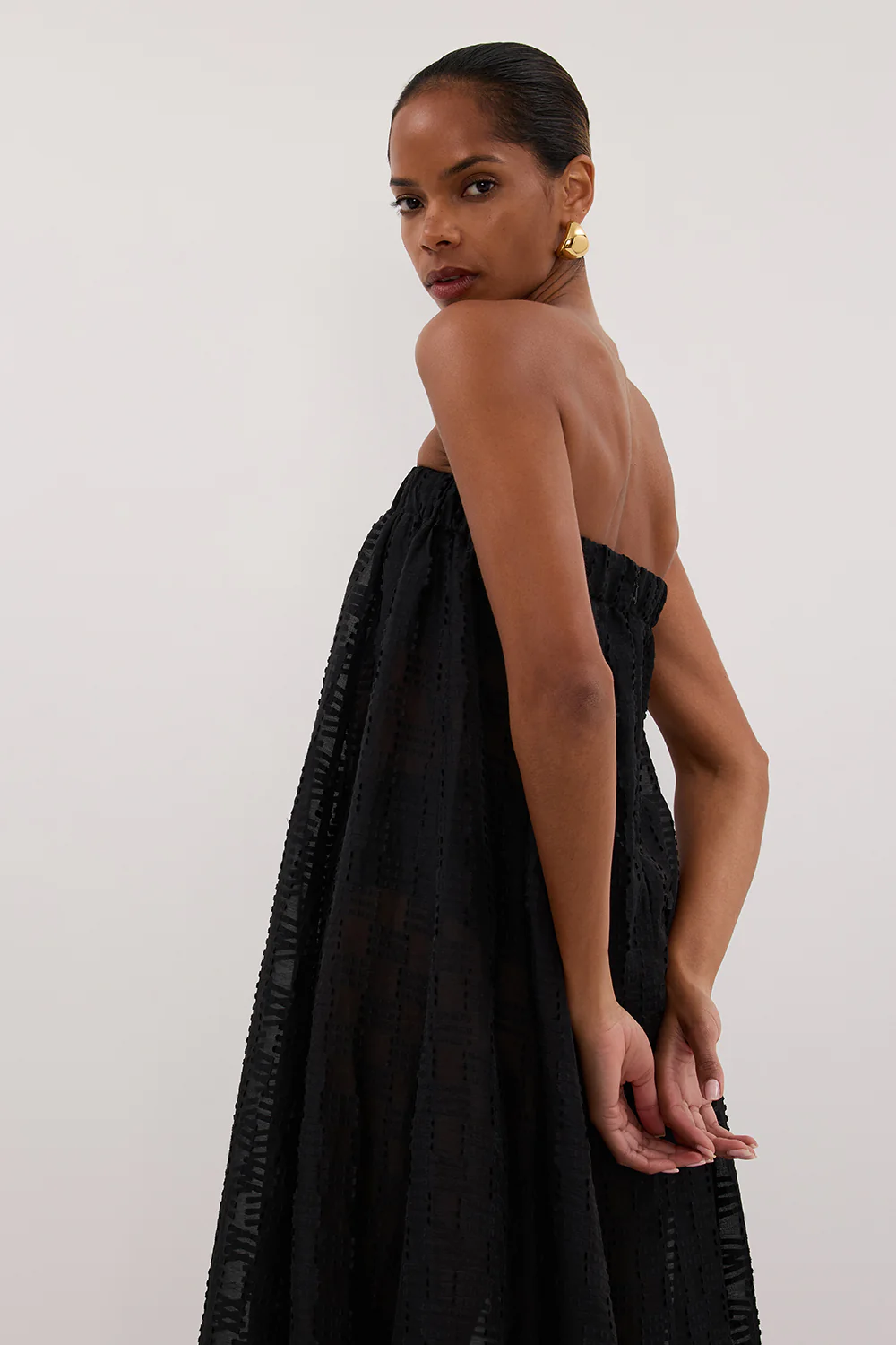 ELBA BLACK SHEER STRAPLESS DRESS - Gamepaces